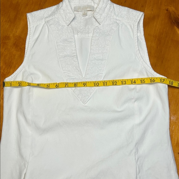 Etcetera White Sleeveless Textured Neckline & Hem Sheath Dress Summer Classy - Picture 6 of 11